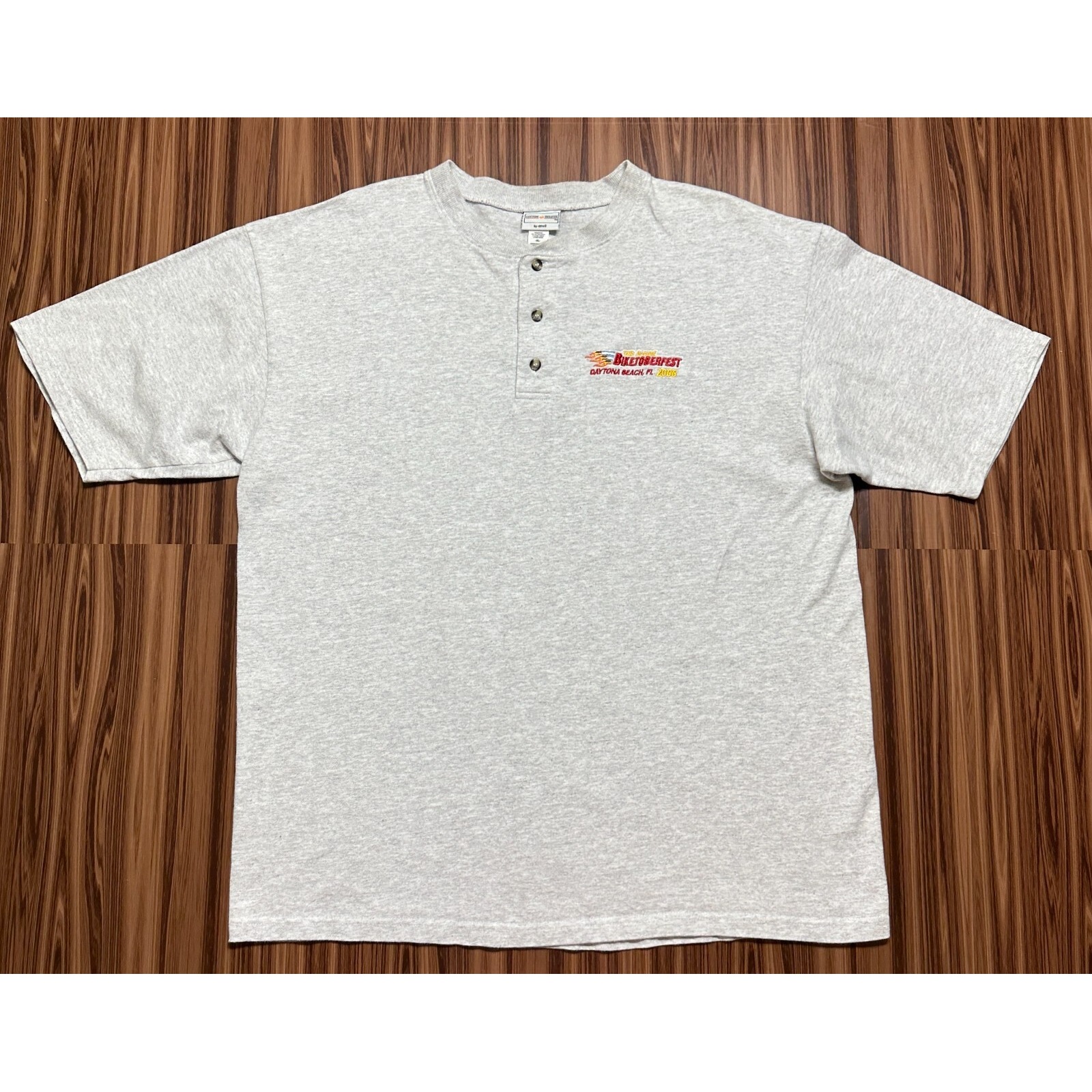 Anvil 2006 Biketoberfest Daytona Beach Shirt Xl Gray Heathered Henley Emb Logo